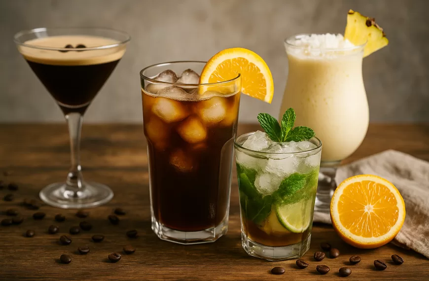 Cócteles de café fríos verano
