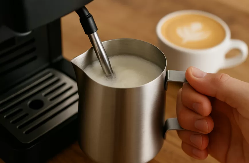 Calentar leche para latte