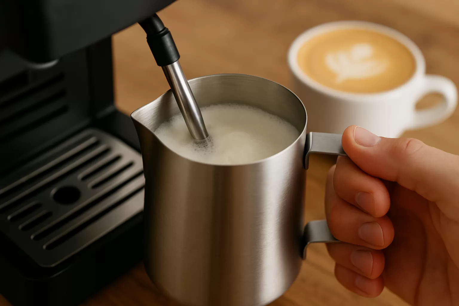 Calentar leche para latte